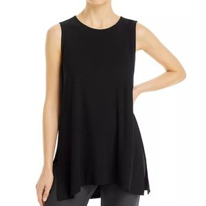 New Eileen Fisher Side Slit Jersey Sleeveless Tunic in Black Size Large
